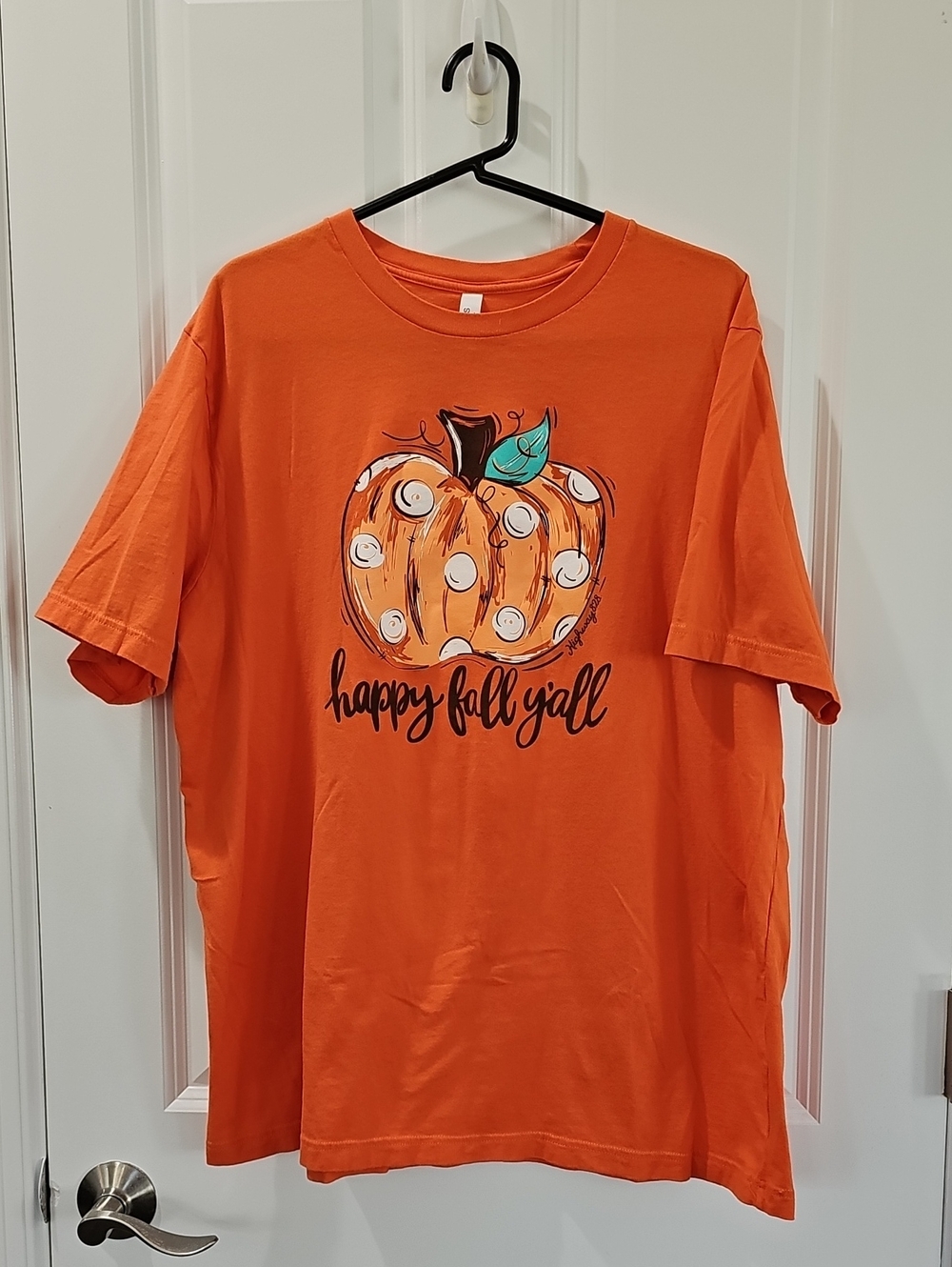 Bella Canvas Orange Short-Sleeve Tee with Polka-Dot Pumpkin Graphic